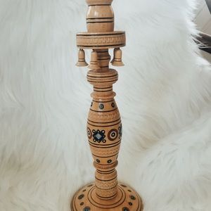 UKRAINIAN FOLK ART CARVED WOOD CANDLESTICK